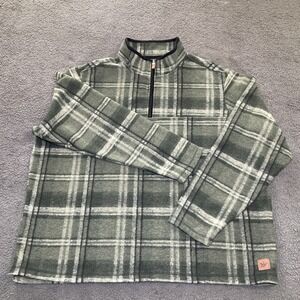 John Wayne 1/4 Zip Fleece Pullover Mens Size 2XL Green Plaid Western Outdoors